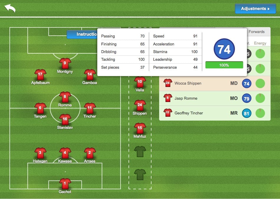 Virtual Manager Online football game